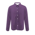 thumbnail image 4 of Wyobmus Men's Short Sleeve Dress Shirts 4-Way Stretch Casual Business Shirt Button Down Shirts Long Sleeve Solid formal Shirt B-Purple, 4 of 5