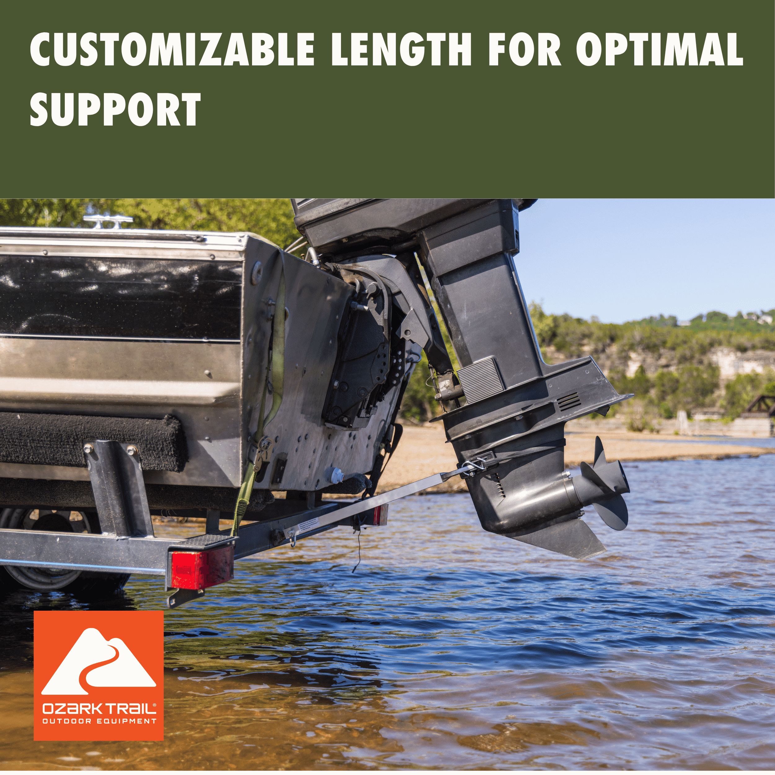 Ozark Trail Adjustable Boat Motor Transom Saver for Marine Trailers, Corrosion-Resistant