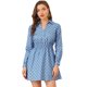 thumbnail image 1 of Allegra K Vestido camisero vintage para mujer, con cintura ce?ida, una línea de lunares, vestido camisero Azul XS Unique Bargains Casual, 1 of 6