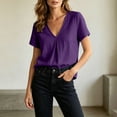 thumbnail image 6 of Dvprdro Womens Cotton Linen V Neck Short Sleeve Tops Summer Casual Solid Light weight Blouses Tees, 6 of 10
