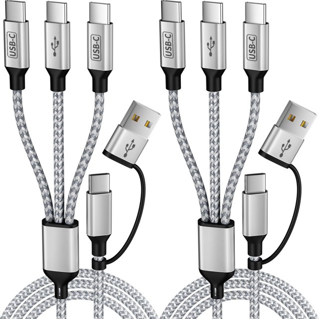 Cable divisor USB C, cargador múltiple 3 en 2, 1,5 m