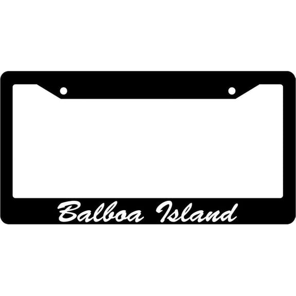Balboa Island Script Black Plastic License Plate Frame EBS