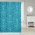 thumbnail image 2 of Damask Gothic Bathroom Accessories Adults Antique Victorian Shower Curtain Set 72"Wx72"L,Cyan Blue Sugar Skull Vintage Baroque Floral Goth Bath Curtain, 2 of 6