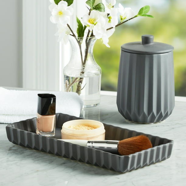Better Homes & Gardens 2Piece Matte Ridges Ceramic Bath Accessory Set