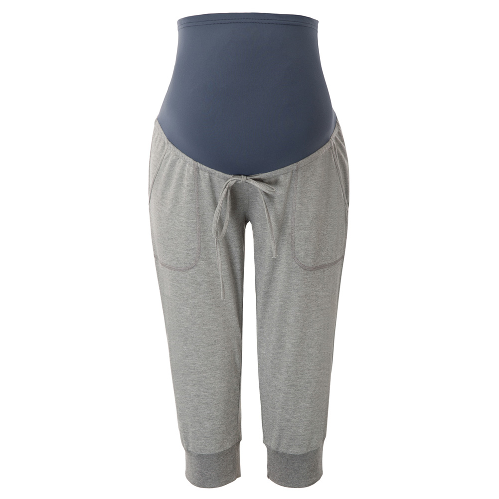 Maacie Womens Maternity Pants Stretch Sweatpants Cropped Capri Drawstring Waist with Side