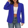 thumbnail image 5 of Sahpxhe Blazers for Women Collarless Open Front Long Sleeve Trendy Slim Fit Suit Jacket Lightweight Office Professional Workwear Blue XXXL, 5 of 9