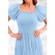 thumbnail image 5 of Vestido PRETTYGARDEN Midi con Fruncido, Mangas Abullonadas, Azul Claro, Talle S, 5 of 7