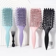 thumbnail image 2 of 2pcs hollowed out curly hair styling brush with comb cleaner set,reducing frizz and breakage Special for real hair wigs, 2 of 10