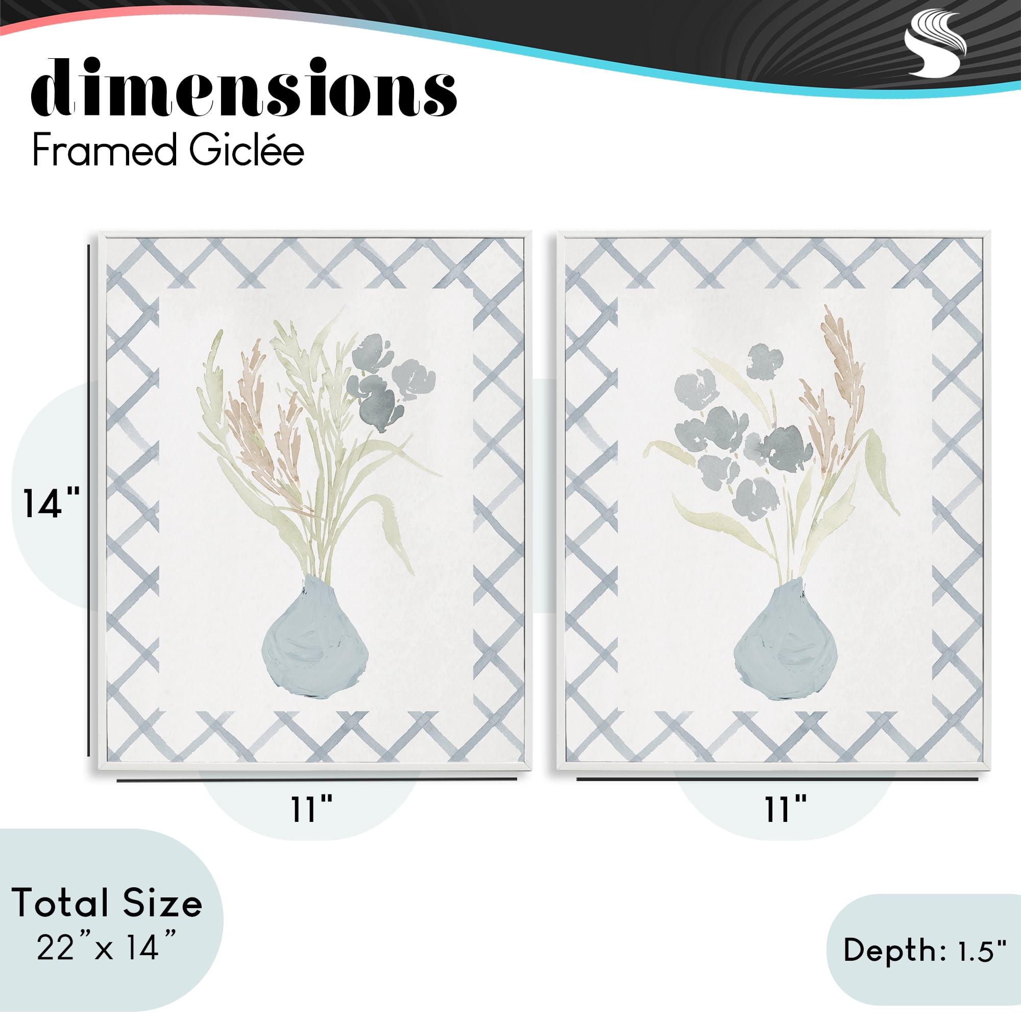 Stupell Industries Subtle Blue Anna Bouquets 2 Piece White Framed Giclee Art Set, design by Lucille Price