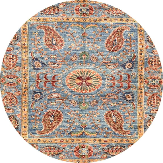 Ahgly Company Machine Washable Indoor Round Abstract Tan Brown Area Rugs, 3' Round