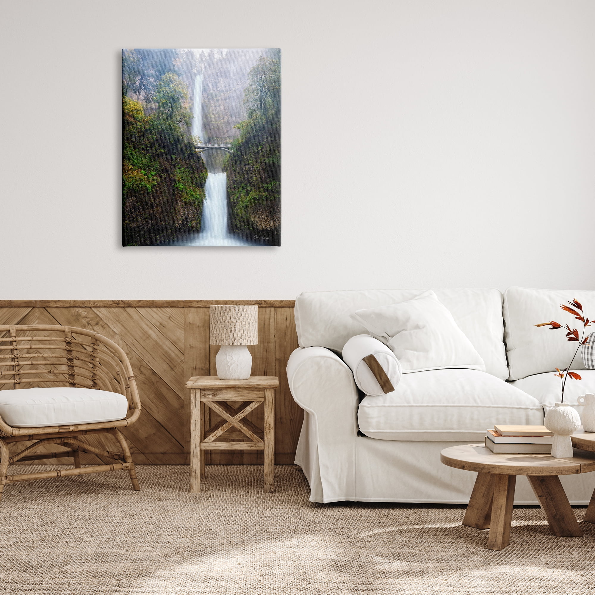 Stupell Industries Waterfall Bridge Photography Nature Photography Gallery Wrapped Canvas Print Wall Art, 30 x 40