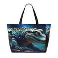 thumbnail image 2 of Kdxio Starry Sky Colorful Crocodile A for Beach Bag for Women Large Beach Tote Bag Waterproof Sandproof Swim Bag with Zipper Pockets Beach Vacation Travel, 2 of 7
