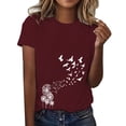 thumbnail image 2 of Women's Short Sleeve T-shirt Women'S Spring Round Neck Dandelion Printed Loose Casual Short Sleeved T Shirt,Red Women's Short sleeve T-shirt XXXL, 2 of 5