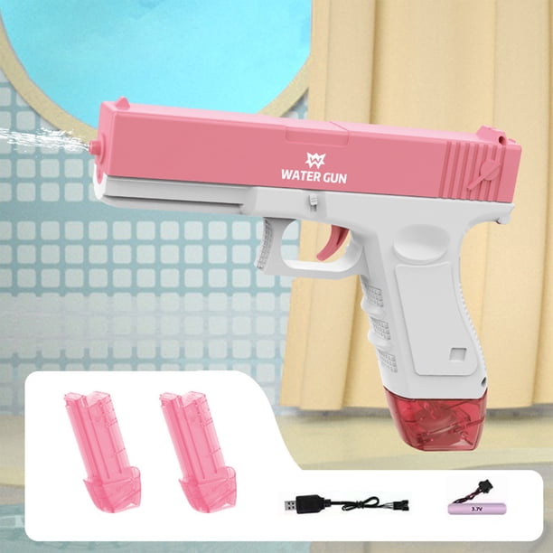Puntoco Pistola De Agua Eléctrica Para Hombres Y Mujeres, Juguete De Ráfaga, Pulverizador De Agua, Carga Dual, Decoración Del Hogar Rosa, Playa Para Niños