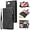 Black, variant on Wallet Case for iPhone 16e, Premium Vintage PU Leather Zipper Pocket Case with Card Holder Slots Magnetic Closure Kickstand Wrist Strap Shockproof Flip Folio Cover - Wine Red