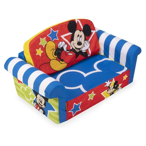 Open Box Marshmallow Furniture Kids 2-in-1 Flip Open Sofa Bed, Mickey Mouse