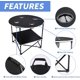 thumbnail image 4 of Mesa de camping Mesa de playa 4 portavasos con marco de acero Mesa de picnic plegable Oxford 600D liviana con bolsa de transporte Mesa de pesca para exterior interior Parrilla de playa Viajes Barbacoa, 4 of 5