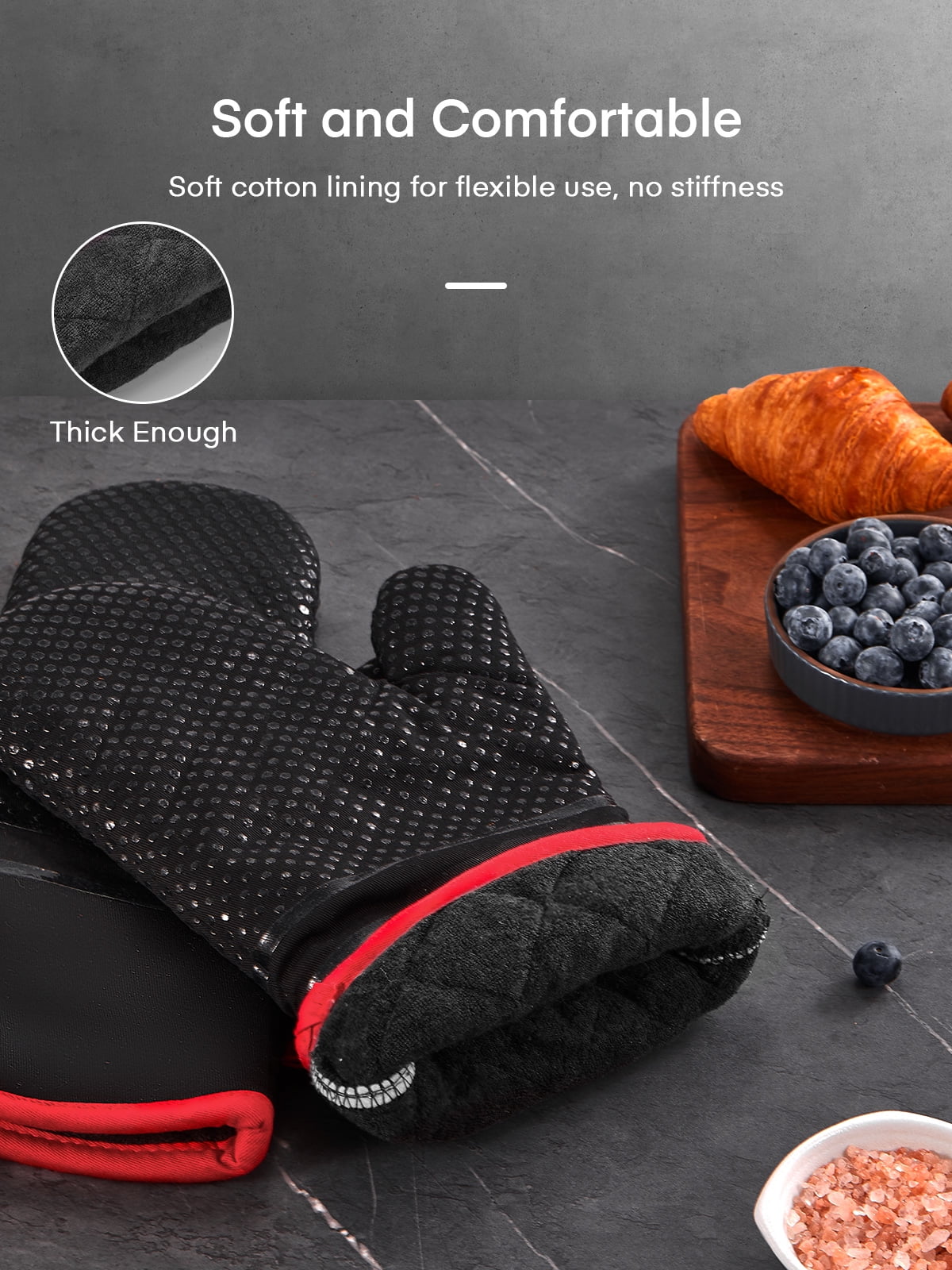Super Oven Glove Extra Thick Extra Long Heat Resistant Oven Mitt Pot H –  Icydeals