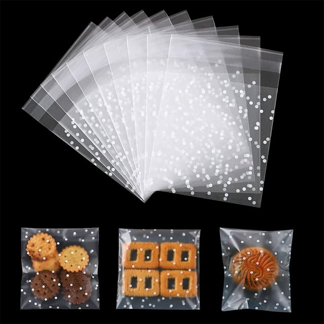 CUITING Self Adhesive Cookie Bags Self Sealing Cellophane Bags 10×15 cm 200 Pcs Clear Candy Cookie Gift Bag for Packing Biscuits Chocolate Snack Wedding Party