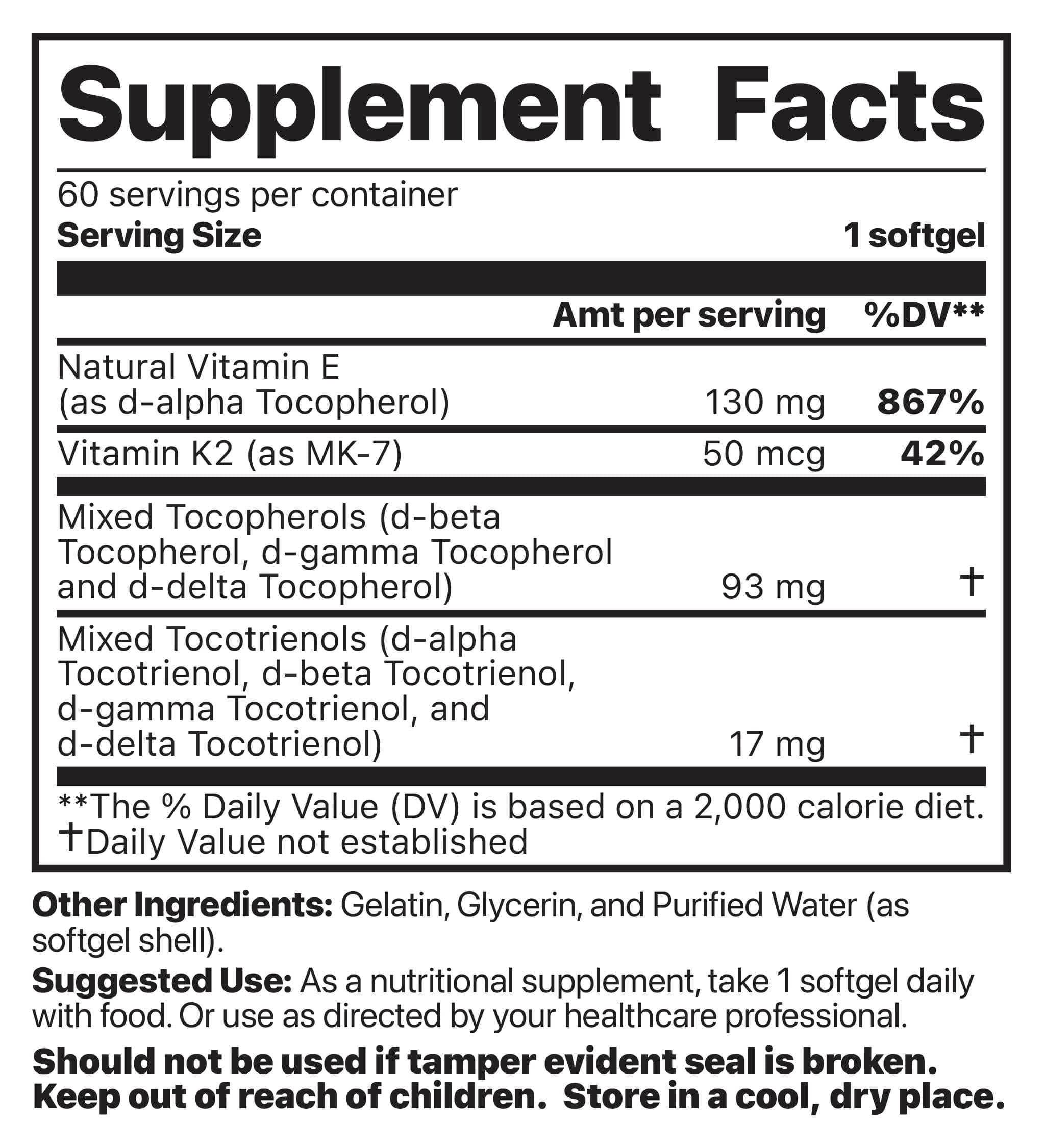 Jigsaw Health Vitamin K2 + E Complex | VitaminK2 Softgels to Enhance Proper Calcium Utilization & Promote a Healthy Heart, 60 Count