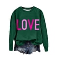 thumbnail image 4 of Penkiiy Love Heart Print Sweatshirts Women Long Sleeve Pullover Tops Casual Blouse 2XL Green, 4 of 5