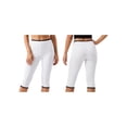 thumbnail image 2 of Pantalones capri para mujer, cintura elástica con ribete de encaje, largo 3/4, estilo cropped, para uso diario informal., 2 of 9