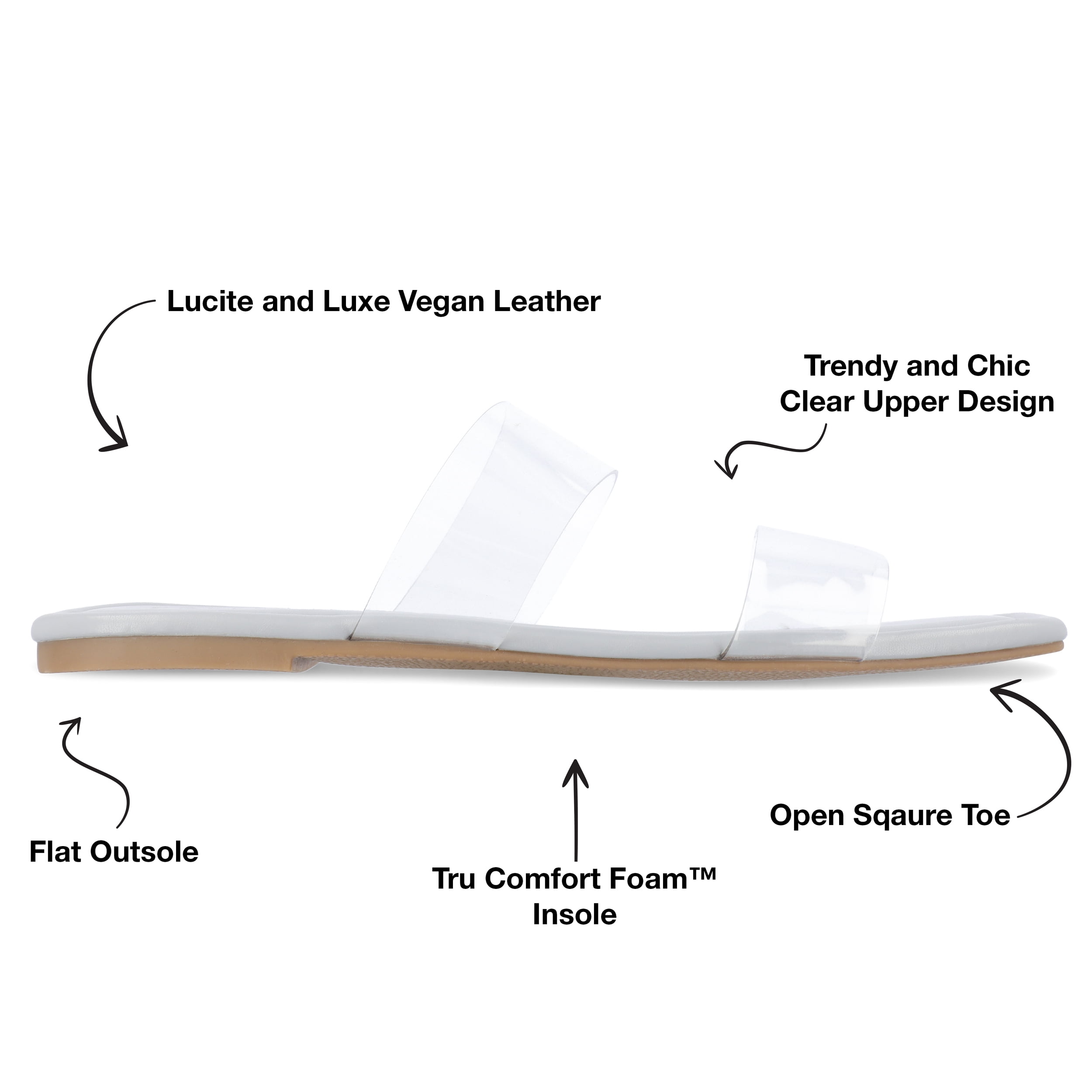 Journee Collection Womens Amata Tru Comfort Foam Lucite Strap Slide Sandals