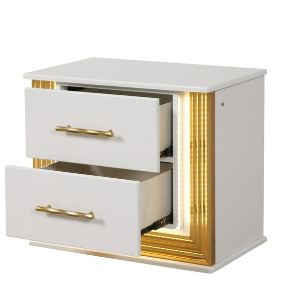 Newboti Furniture Obsession Contemporary Style 2-Drawer Nightstand Made with Wood & Gold Finish 02127