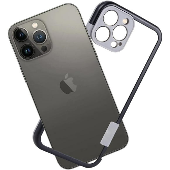 for iPhone 14 13 Pro Max Plus Mini Phone Case Colorful Soft Silicone Bumper Frame Shockproof Protection Only Border No Back, Black, for iPhone 14 Pro
