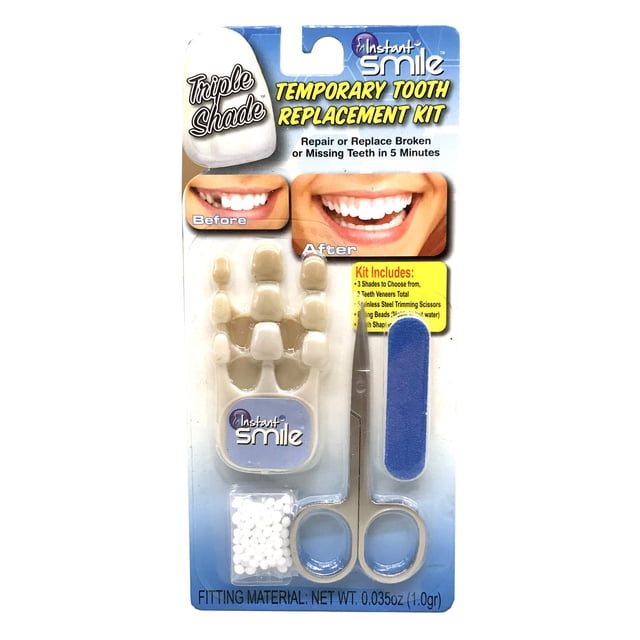 Kit de dientes temporales Instant Smile de triple tono: ¡reemplace un diente perdido en solo 5 minutos!