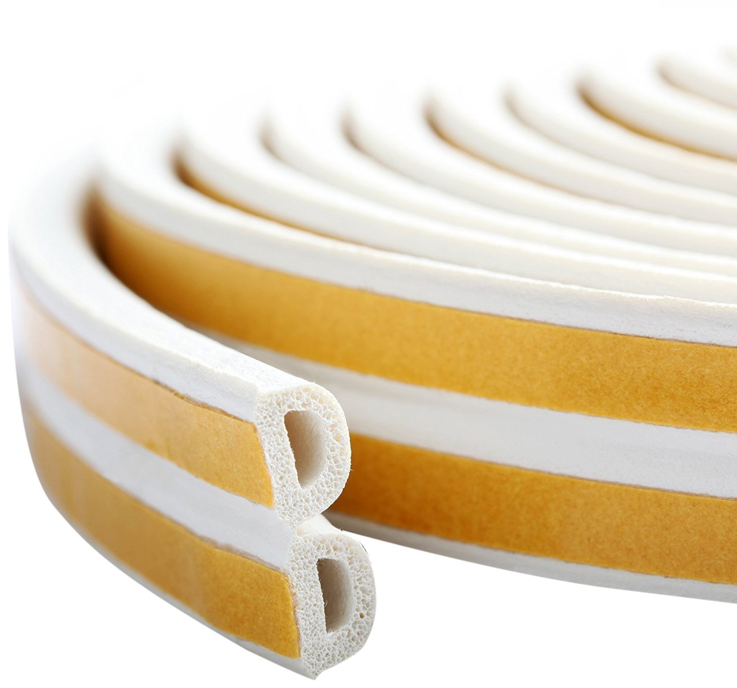 Peralng Indoor Weather Stripping, Window Seal Strip For Self-adhesive Doors And Windows Soundproofing Weatherstrip Gap Blocker Foam EPDM D Type 16Ft(5M), White