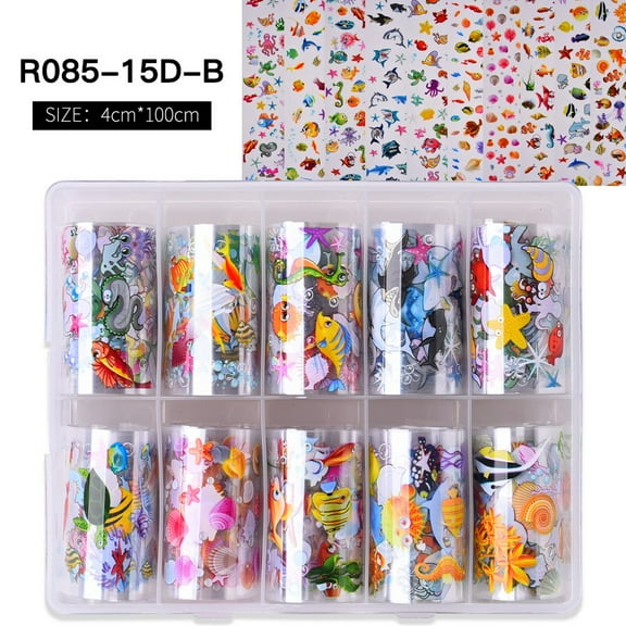 Nail Art Transfer Stickers Nail Decals DIY Nail Tips Decoration for Women Colorful Animal Pattern 1000x40mm 10rolls/box