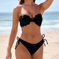 thumbnail image 2 of FhsagQ Womens Swimsuit Sets Plus Size Robe Women's Ruffled Edge Bandeau Bikini Set With Removable Straps Two Piece Swimsuit for Beach and Pool Women's Swimsuit Sets Crotchless Bodysuit Black M, 2 of 6