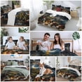 thumbnail image 5 of Christmas Bedding Duvet Cover Set Queen Size 4 Pieces Winter Snow Christmas Tree Lights Forest Bonfire Bunny Bedding Set with Zipper Closure, 1 Comforter Cover 90x92 Inch 1 Flat Sheet 2 Pillow Cases, 5 of 7