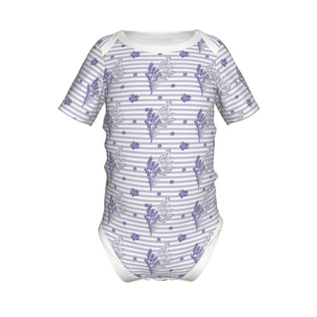 

Junzan Stripes and Sprigs of Lavender Print Short-Sleeve Baby Climbing Clothes Bodysuits for Infant One-Piece for Baby Boys & Girls Baby Clothes Baby Romper with Snap Closure-3 Months