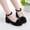 X-219Black, variant on YMNXA Toddler Girls Summer Sandals Soft Sole Non Closed Toe Thick High Heel Flower Design Comfortable Shoes For Wedding Birthday Party,Black,4-4.5 Years