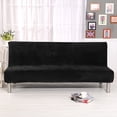 thumbnail image 3 of CJC Armless Plush Sofa Bed Cover - Stretch Velvet Sofa Bed Slipcover- Thicker Folding Futon Sofa Cover Protector, Black, 3 of 9