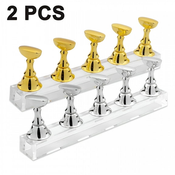 VANIDO 2 Set Acrylic Nail Art Practice Stands Magnetic Nail Tips Holders Training Fingernail Display Stands DIY Nail Crystal Holders