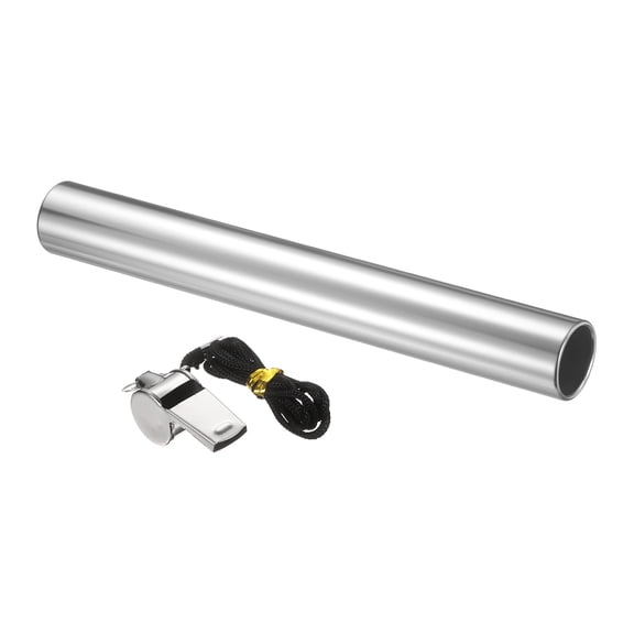 Track Field Relay Baton, Aluminum Track Field Relay Baton for Running Race Team with Whistle 11.5" & 1 Pack & Silver-Fit for (Outdoor/Track Field/Sports/Running/Game)