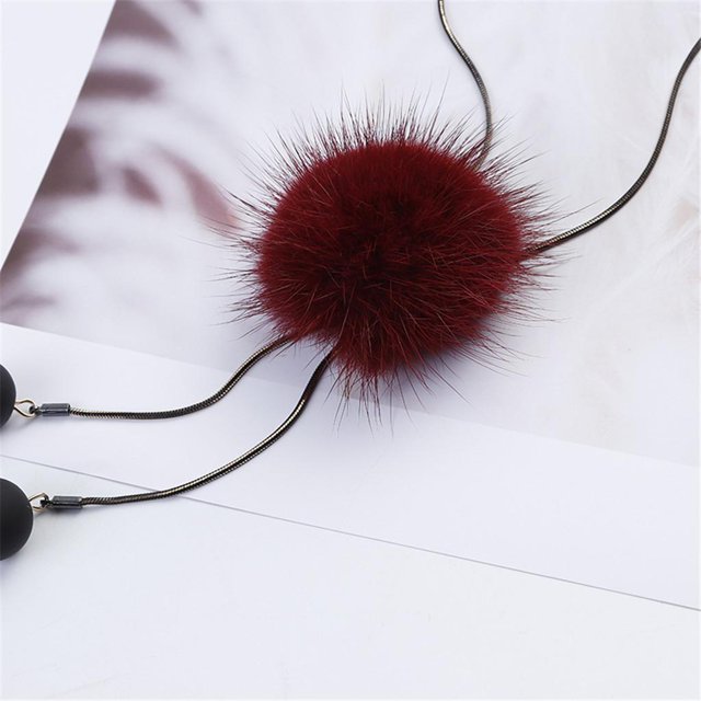 Elegante suéter de invierno cadena pompón adornos colgantes decoración de joyería para mujer rojo Yinane Collar de suéter cristalino