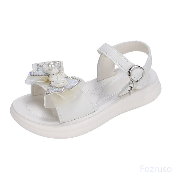 Fozruso Trendy Girls' Tape Shoes For Everyday Casual Wear Perfect For Ages 3 14 Ideal For Spring And Summer Easy To Clean And Pair With Dresses（3 12y）,Sizes 10 Little Kid 4.5-5 Years(White)