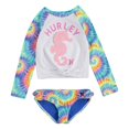 thumbnail image 1 of Hurley Girls' Long Sleeve Rash Guard 2-Piece Swimsuit Set, Multi, 3T, 1 of 2