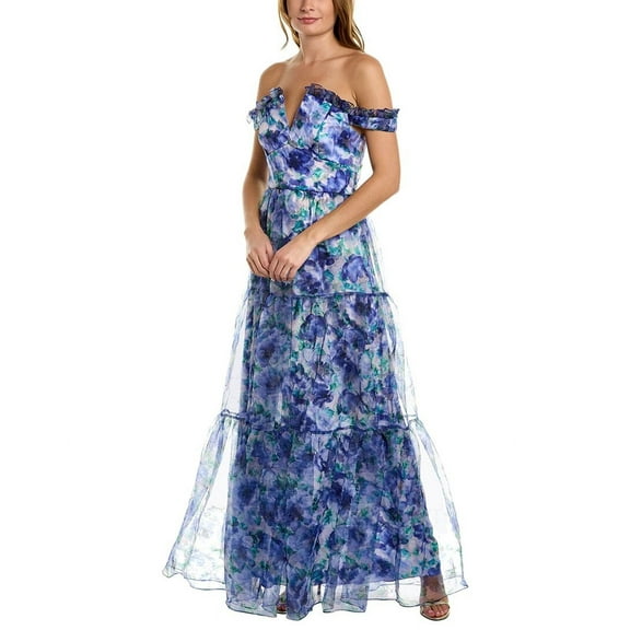 Theia womens  Dionne Organza Gown, 0, Blue