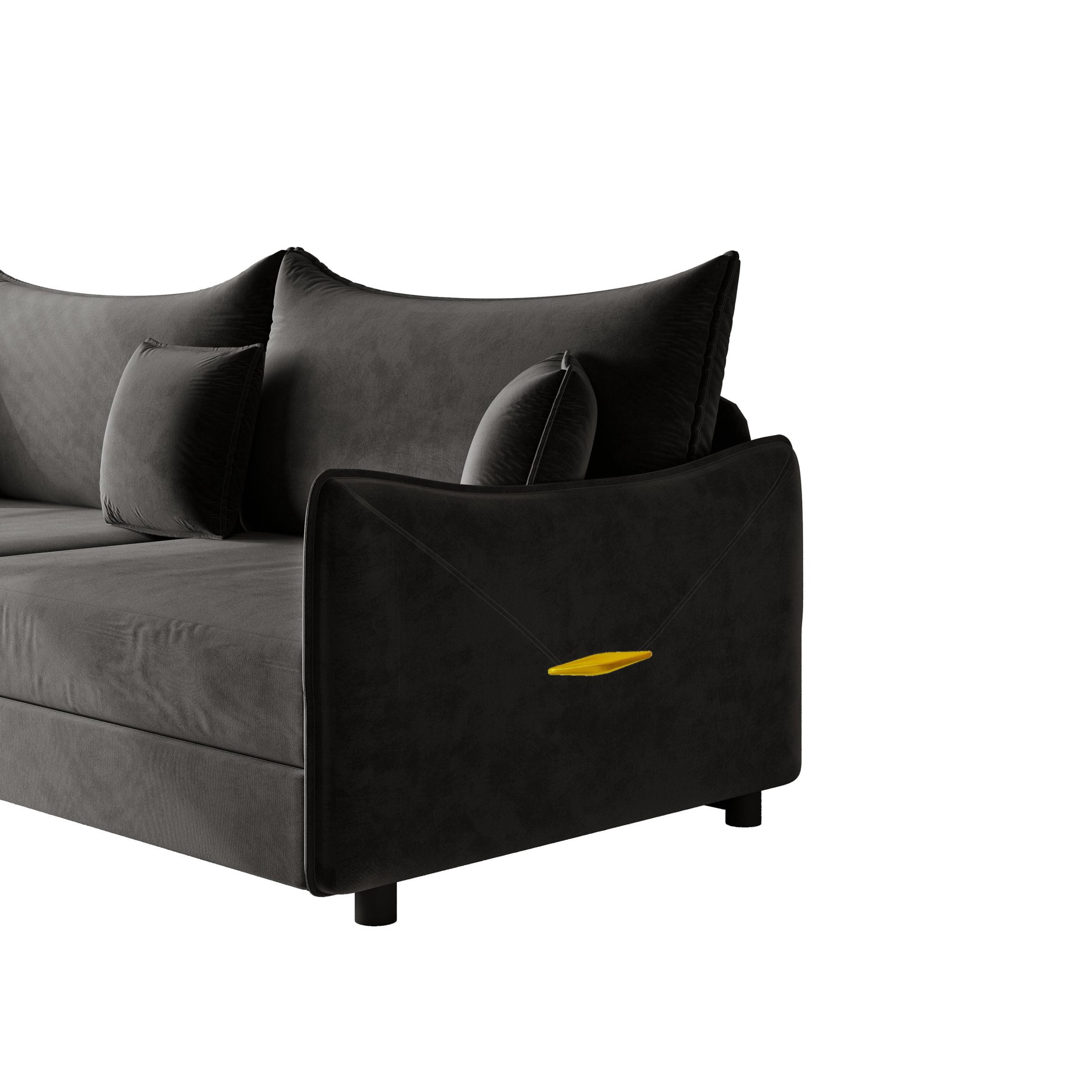 Noble House Abriel King Pull Out Sleeper Sofa Bed, Modern Velvet 3-in-1 Convertible Couch with Pillows, Black