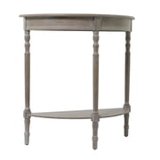 DecMode Half-Round Shape, Solid Pine Wood, Classic and Traditional Console Table, 32W x 12L x 32H, Light Brown with Whitewash/Neutral Finish