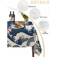 thumbnail image 2 of Coastal Wave Table Cloth, Japanese Style Ocean Fish Blue Waterproof Tablecloth for Rectangle Tables, Reusable Washable Fabric Table Cover for Restaurant Kitchen Dining Tables 54"x108", 2 of 6