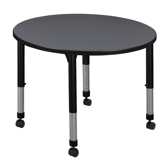 Regency 36 in. Round Height Adjustable Mobile Classroom Activity Table- Grey