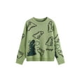 thumbnail image 2 of ITFABS Adultes Tricots d'Automne, Dinosaure de Bande Dessinée Imprimé Col Rond Manches Longues Tops, 2 of 7