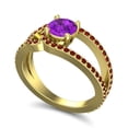 thumbnail image 2 of Diamond-Capitals 2.50 Carat Round Cut Amethyst & Garnet Gemstone Latest Bridal Ring for Women Solid 14K Yellow Gold Size 8.5, 2 of 8