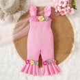 thumbnail image 2 of Coerni Toddler Baby Girl Easter Outfit Birthday Bell Bottom Overall Ruffle Romper Spring Clothes Jumpsuit Knitted Sweater Overalls, 2 of 8